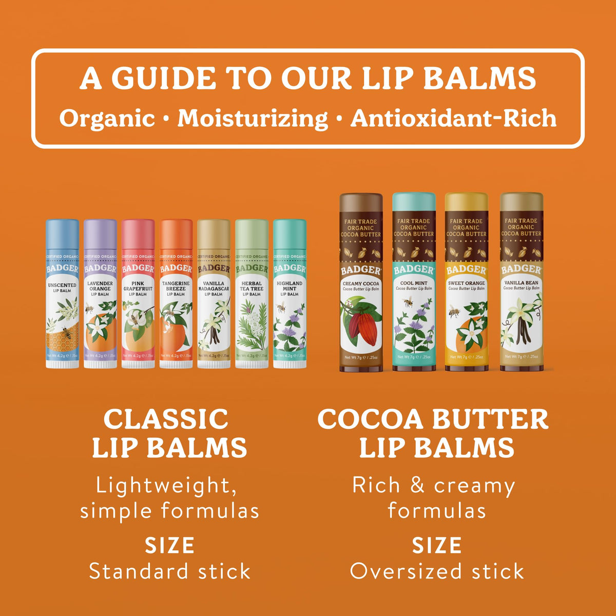 Badger Tangerine Breeze Organic Lip Balm in hand