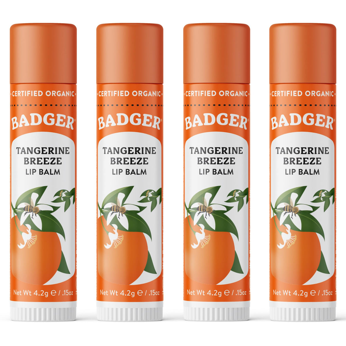 Badger Tangerine Breeze Organic Lip Balm pack front view