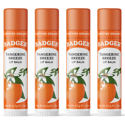 Badger Tangerine Breeze Organic Lip Balm pack front view