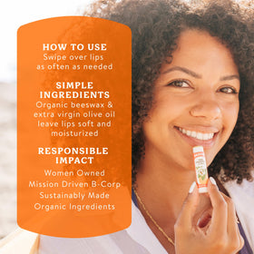 Badger Tangerine Breeze Organic Lip Balm showing smooth texture