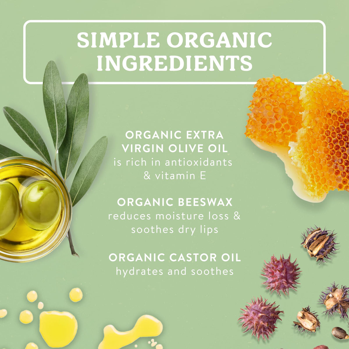 Badger Tea Tree Lip Balm showing organic ingredients