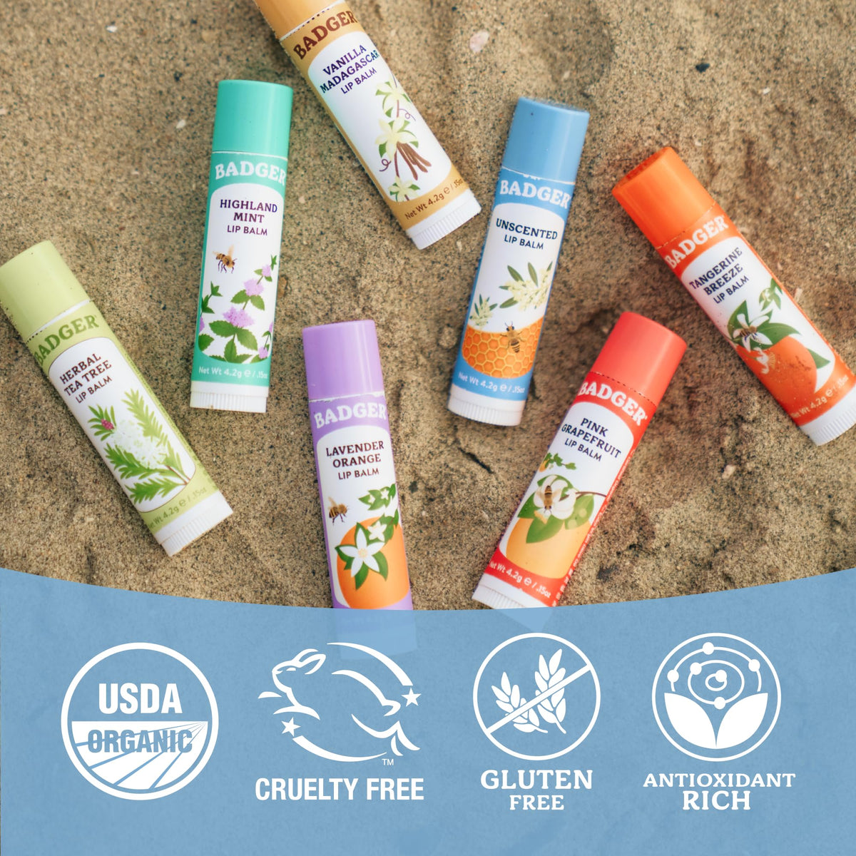 Badger Unscented Organic Lip Balm lifestyle scene