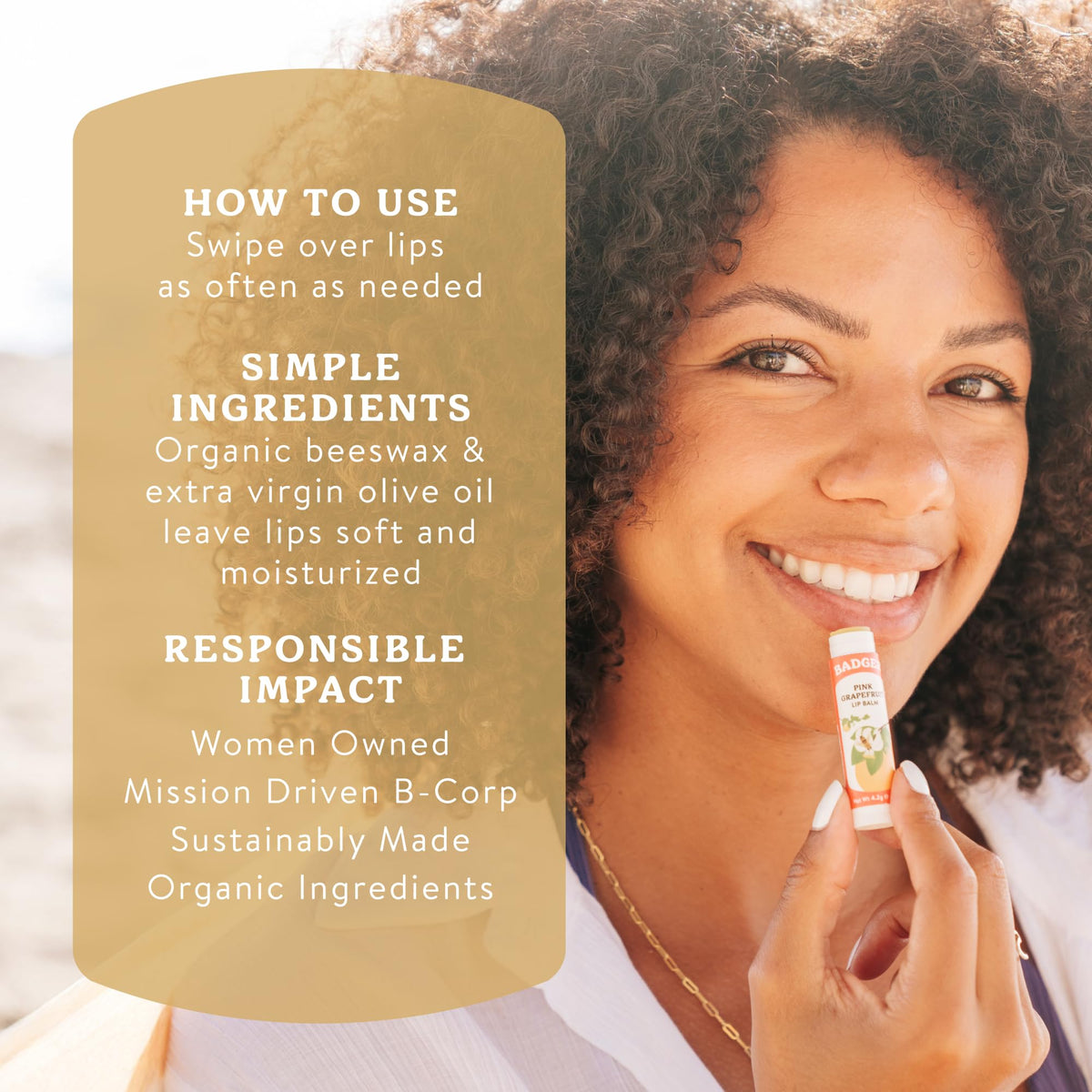 Badger Vanilla Lip Balm packaging details