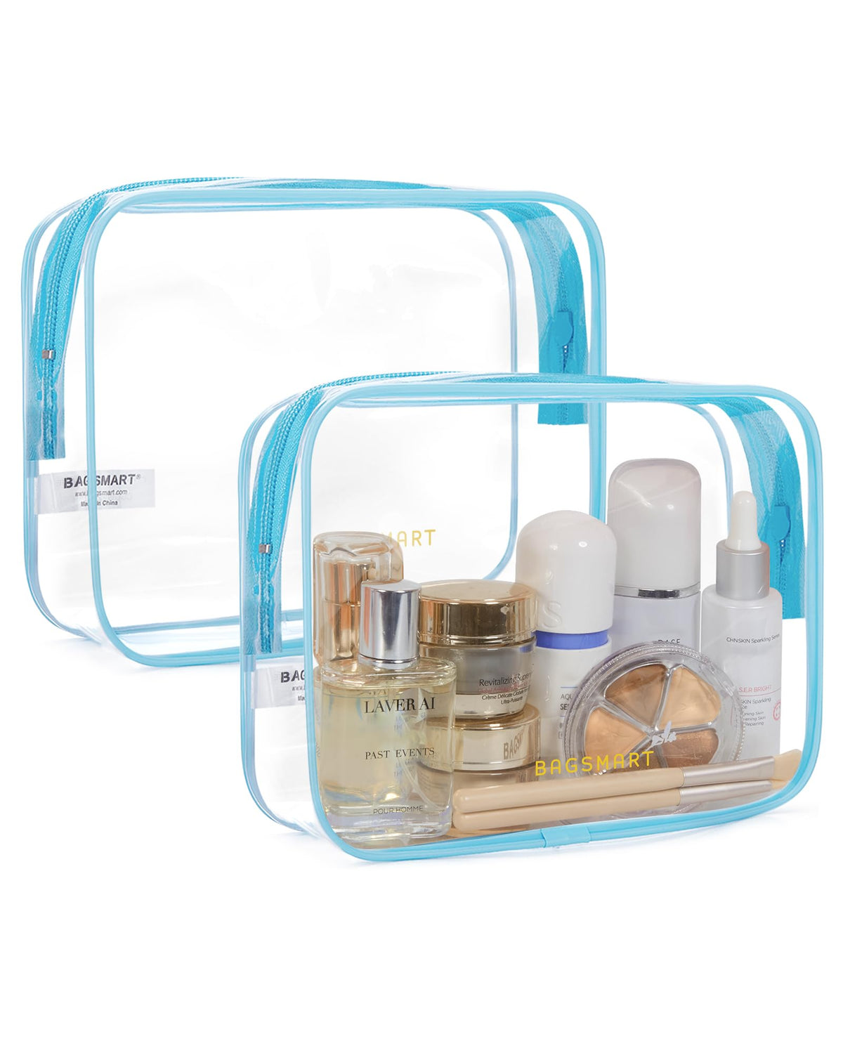 BAGSMART Clear Toiletry Bag front view with large opening