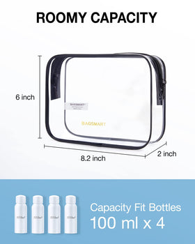 BAGSMART Clear Toiletry Bag nude pink side view