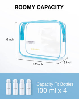 BAGSMART Clear Toiletry Bag side view showing dimensions