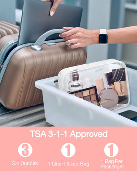 BAGSMART Clear Toiletry Bag side view with zipper