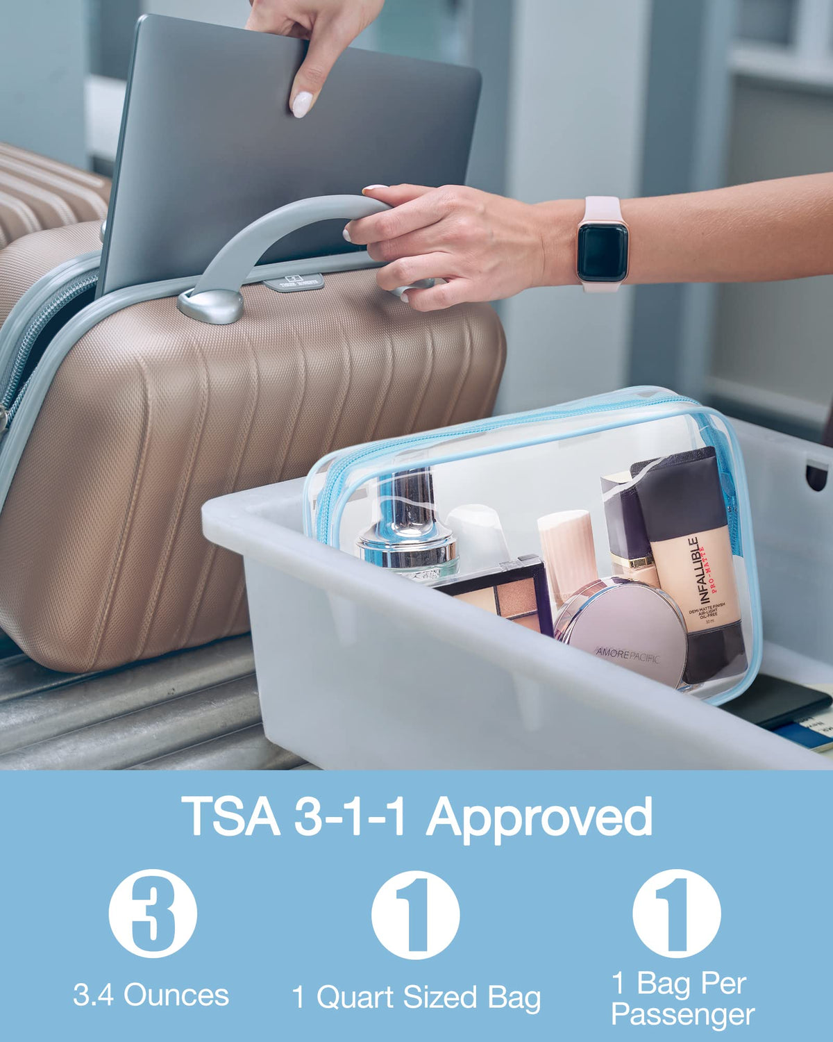BAGSMART Clear Toiletry Bag with sturdy zipper detail
