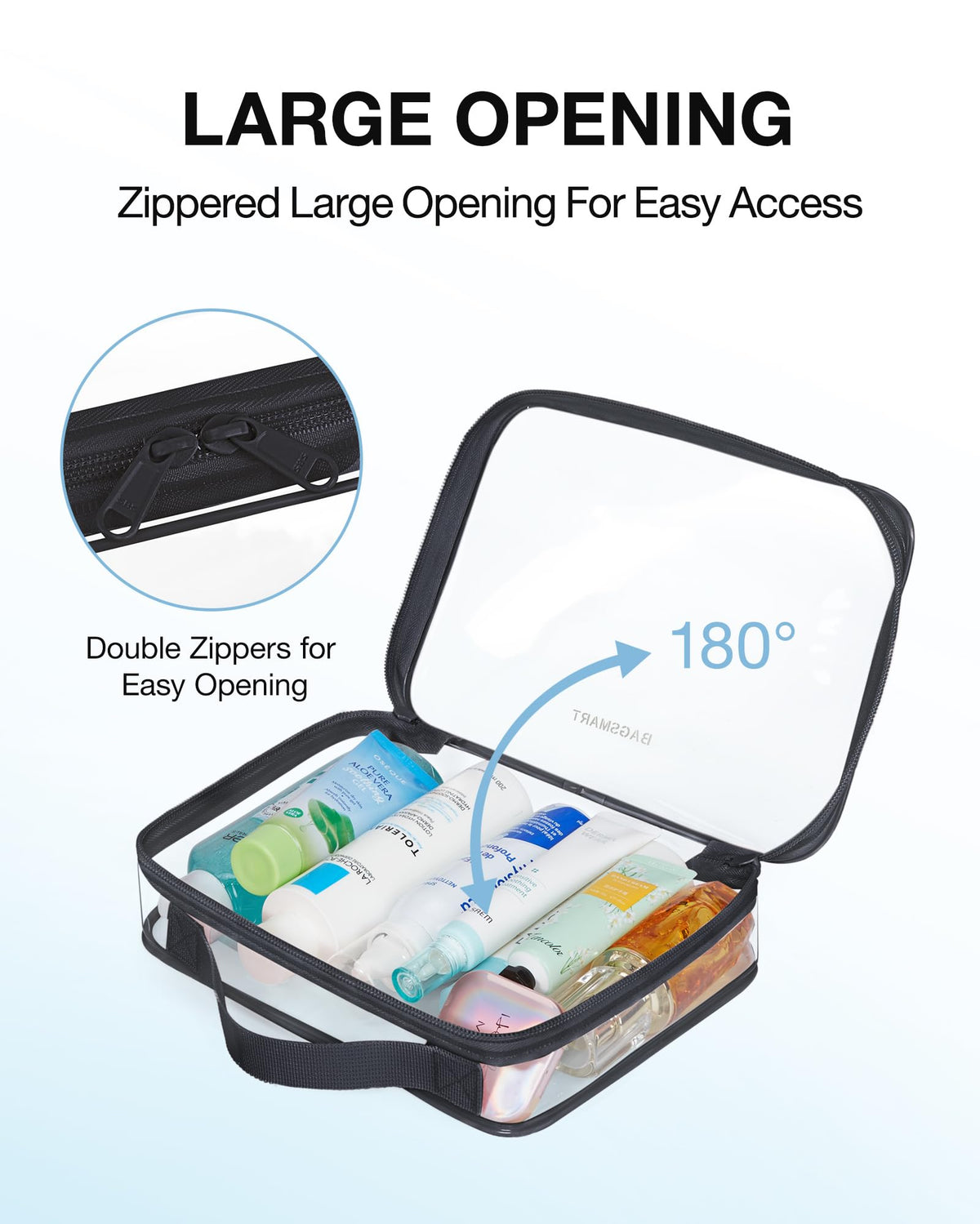 BAGSMART Clear Toiletry Bag with toiletries inside