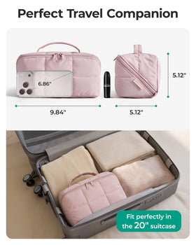 BAGSMART Easy-Access Makeup Bag dual zippers and sturdy handle