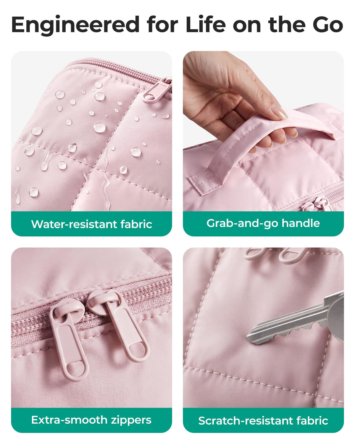 BAGSMART Flat-Open Makeup Bag with dual zippers