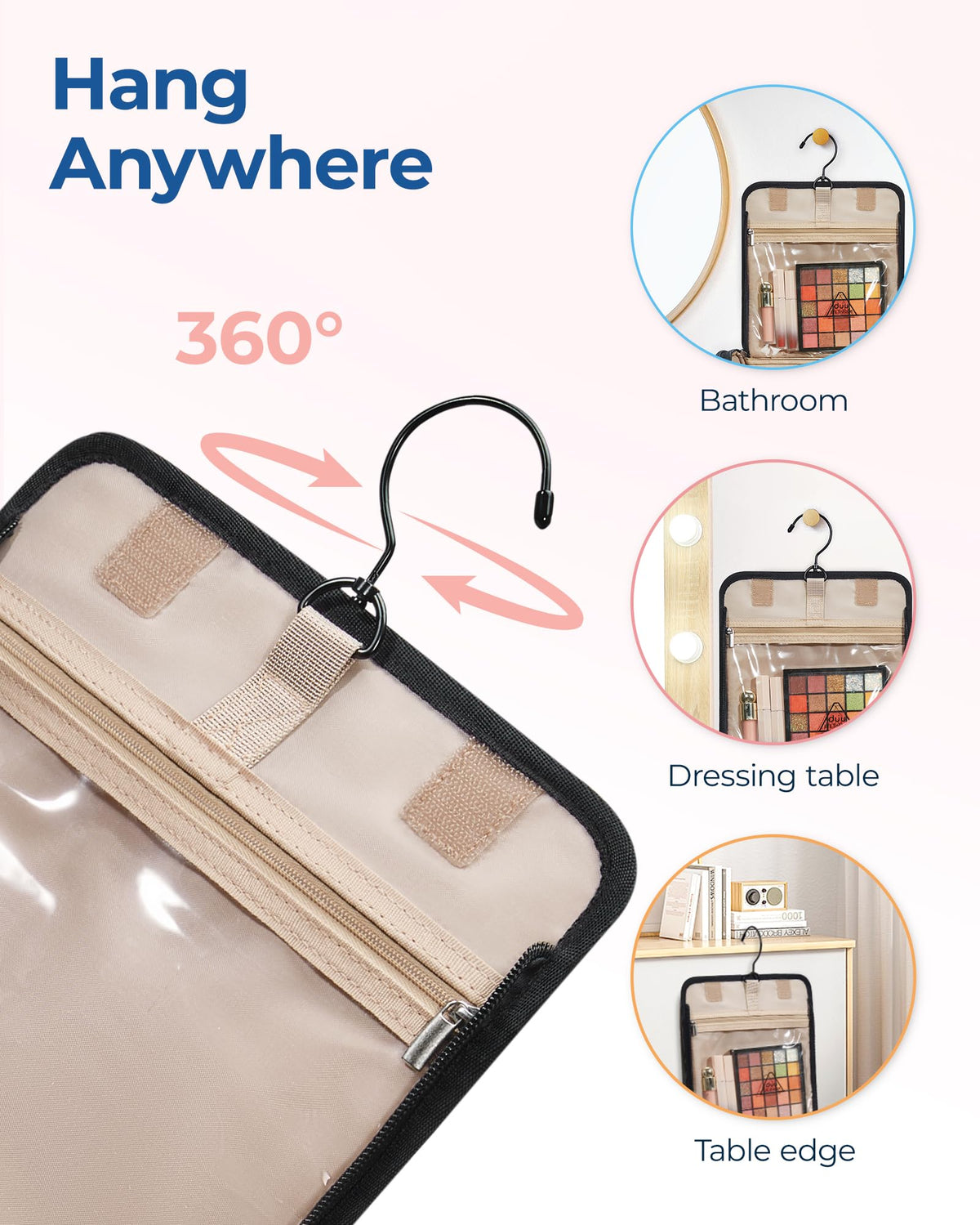 BAGSMART Hanging Travel Toiletry Bag close-up of zipper