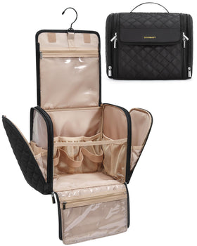 BAGSMART Hanging Travel Toiletry Bag front view in black