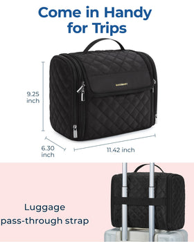 BAGSMART Hanging Travel Toiletry Bag with cosmetics inside