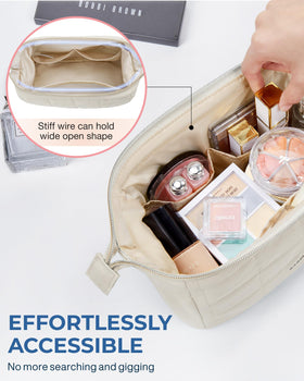 BAGSMART Makeup Bag beige side view