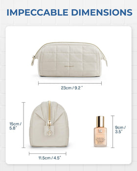 BAGSMART Makeup Bag beige with travel essentials