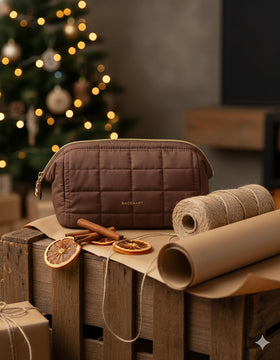 BAGSMART Makeup Bag Chocolate side view