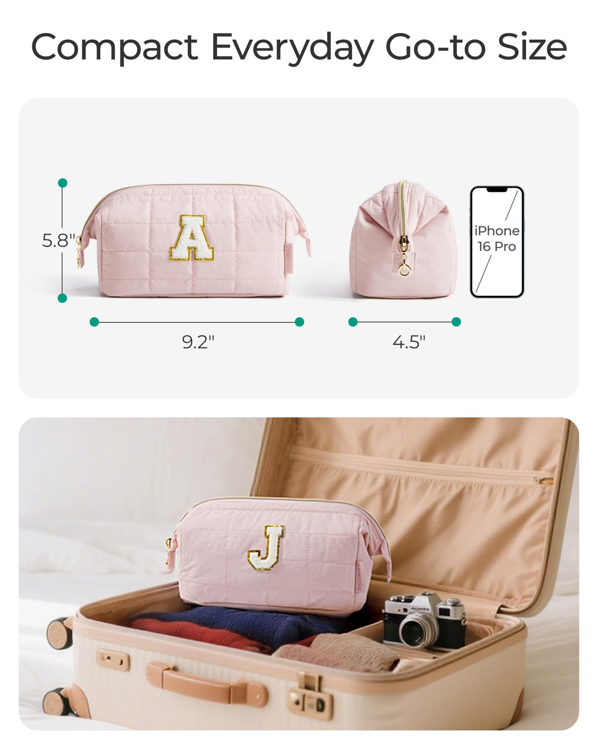 BAGSMART makeup bag displayed with beauty products