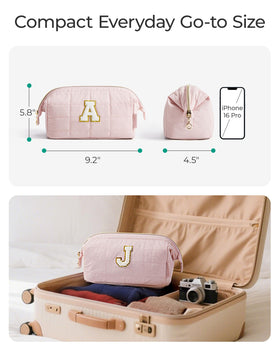 BAGSMART makeup bag displayed with beauty products
