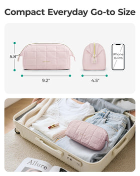 BAGSMART Makeup Bag displayed with travel essentials