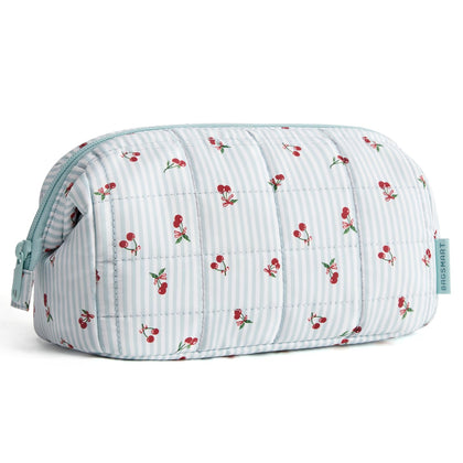 BAGSMART Makeup Bag front view in Ditsy Cherry design