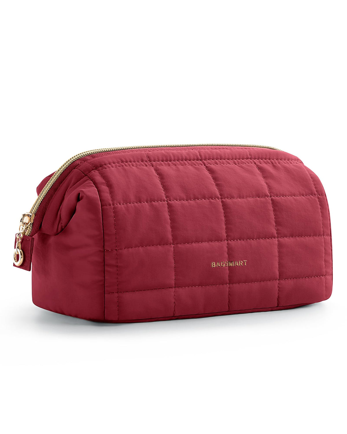 BAGSMART Makeup Bag front view in garnet red