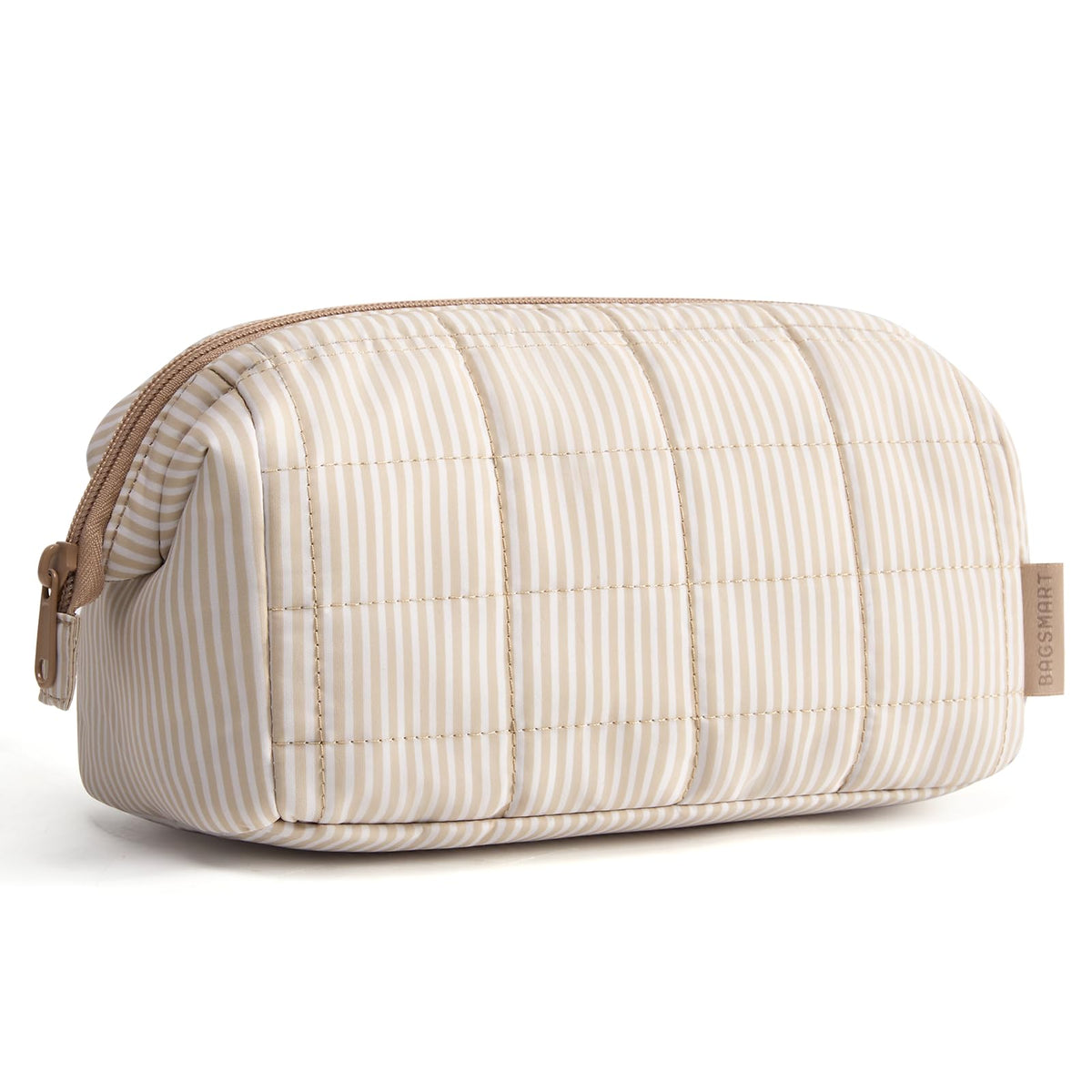 BAGSMART Makeup Bag front view in khaki brown