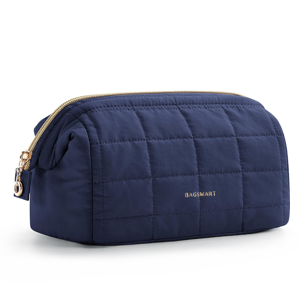 BAGSMART Makeup Bag front view in navy blue