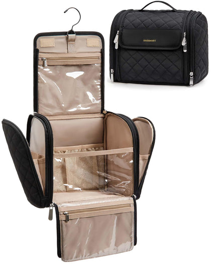 BAGSMART Makeup Bag front view with hanging hook