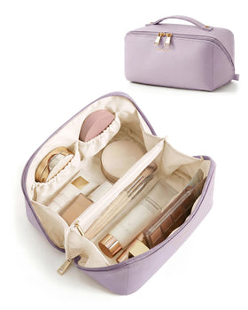 BAGSMART Makeup Bag in blush purple front view