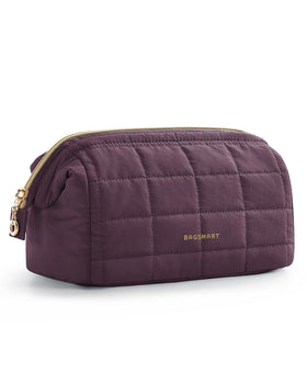 BAGSMART Makeup Bag in burgundy red front view