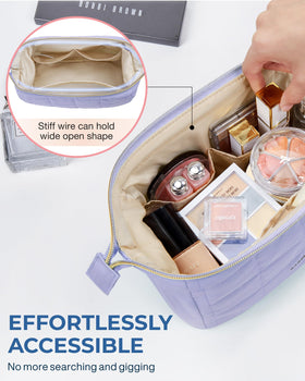 BAGSMART Makeup Bag Lavender Purple side view