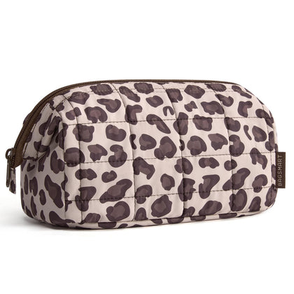 BAGSMART Makeup Bag Leopard design front view