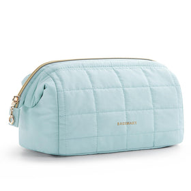 BAGSMART Makeup Bag Mint Green front view with wide opening