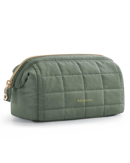 BAGSMART Makeup Bag Olive Green front view
