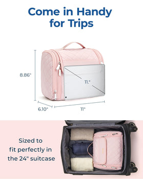 BAGSMART Makeup Bag open display showing organized cosmetics