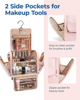 BAGSMART Makeup Bag packed with travel toiletries