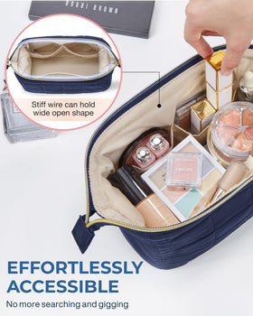 BAGSMART Makeup Bag PVC lined pocket for brushes