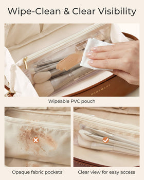BAGSMART makeup bag set open flat showing organization