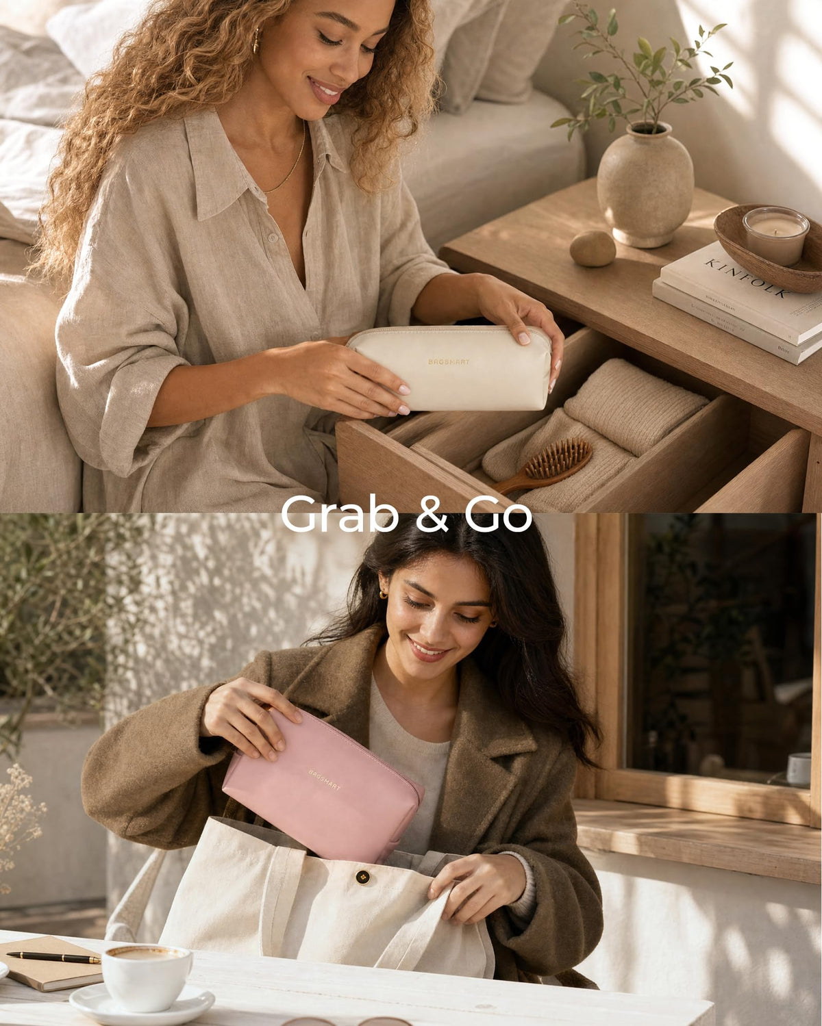 BAGSMART makeup bag set with toiletries inside