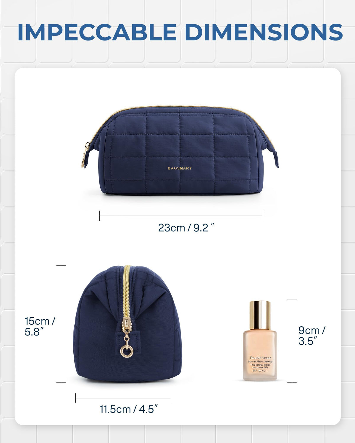 BAGSMART Makeup Bag side view showing soft fabric