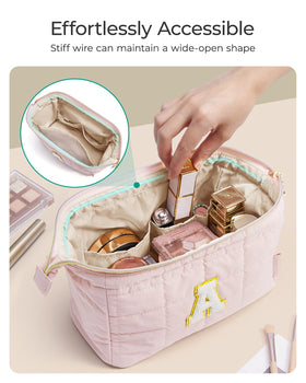 BAGSMART makeup bag side view with soft taslan fabric