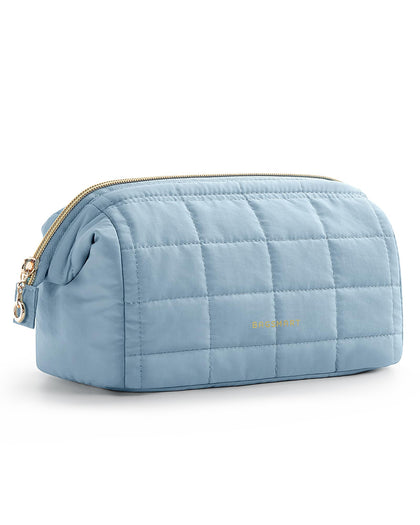 BAGSMART Makeup Bag Sky Blue front view with wide opening