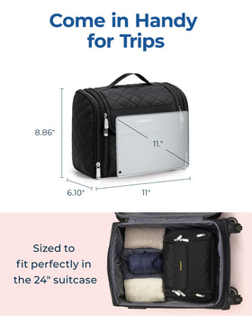 BAGSMART Makeup Bag with transparent pockets visible