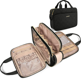 BAGSMART Medium Water-resistant Toiletry Bag front view in black