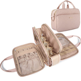 BAGSMART medium water-resistant toiletry bag in pink front view
