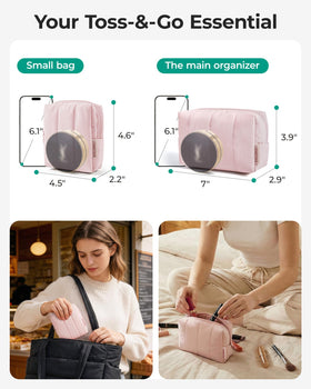 BAGSMART mini makeup bag with lipsticks and keys