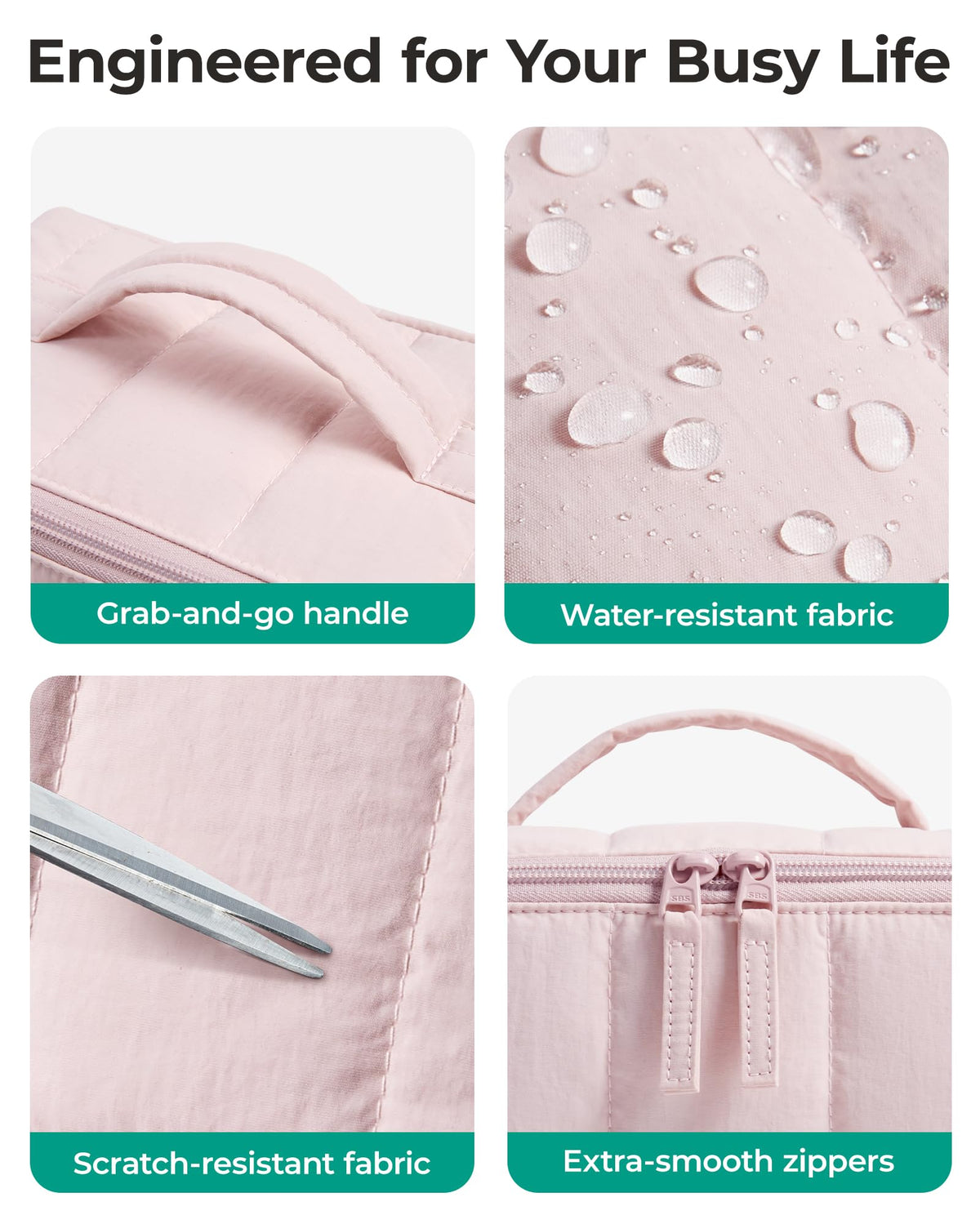 BAGSMART Puffy Makeup Bag featuring smart storage pockets