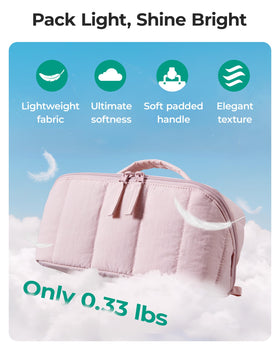 BAGSMART Puffy Makeup Bag side view highlighting quilted texture