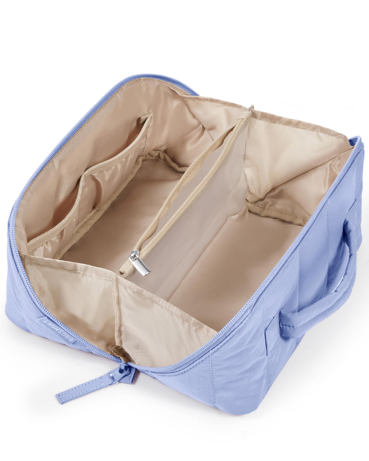 BAGSMART Puffy Open Flat Travel Makeup Bag in purple front view